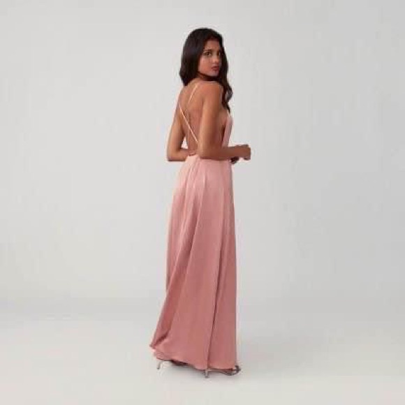 Fame and Partners Champagne satin wrap dress size 8 - Picture 6 of 6